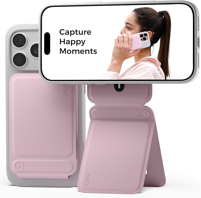 MOFT Phone Tripod Stand, Portable Selfie Stick for iPhone, Mulit-Angle | Pocket Size | Strong Magnets l MOVAS Leather | Magsafe Compatible | Easy to Charge | Stylish |For Content Creators