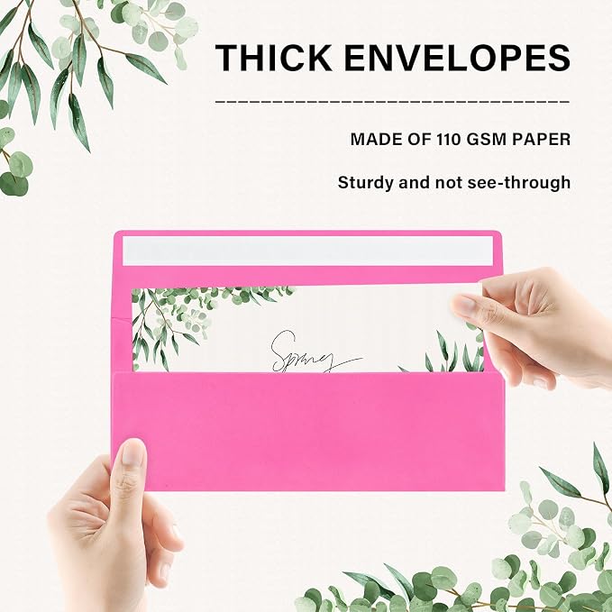 100 Pack #10 Hot Pink Envelopes Letter Size Self Seal Business Envelopes | Security Mailing Envelopes, 4 1/8 x 9 1/2 Inches
