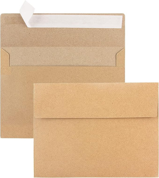100pcs packed Kraft Envelopes,A4Envelopes, printable invitation envelopes,4x6 envelopes, suitable for weddings, invitations, photos, postcards, greeting cards, mailings