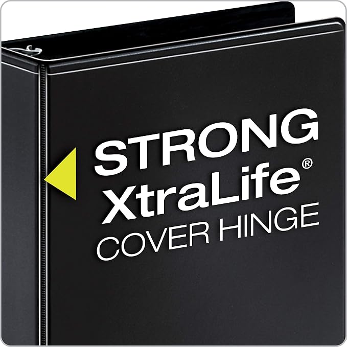 Cardinal Economy 3 Ring Binder, 1.5 Inch, Presentation View, Black, Holds 350 Sheets, Nonstick, PVC Free, 4 Pack of Binders (79519)