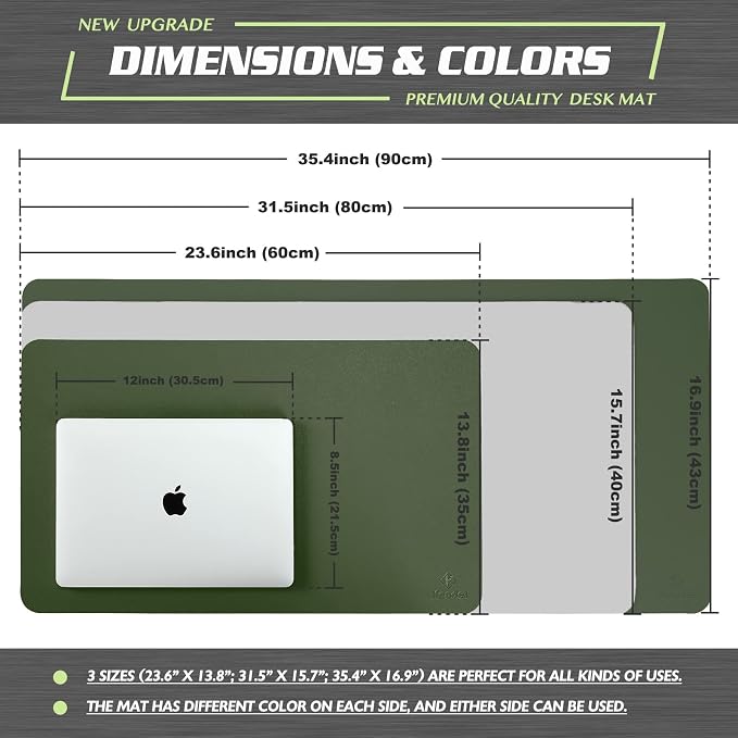 K KNODEL Large Office Desk Mat, Leather Mouse Pad (31.5"x15.7", Dark Green) | Desk Pad, Keyboard Pad, Computer and Laptop Mat, Desktop Protector and Cover, Writing Pad and Blotter for Home Office