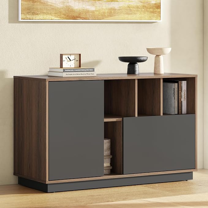 39" File Cabinet with Drawer, Office Storage Cabinet with Door | Home Office Printer Stand with Storage & Adjustable Shelves for Living Room, Entryway, Black Walnut