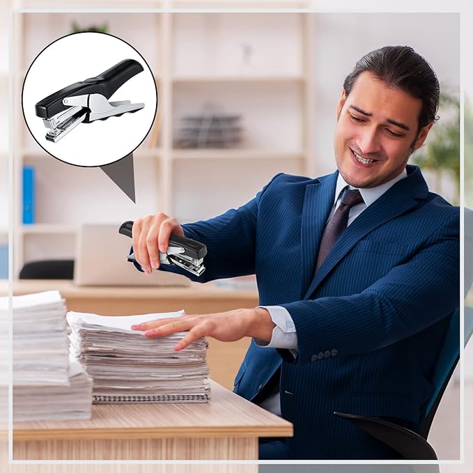 Yexiya 6 Pcs Heavy Duty Plier Stapler Heavy Duty Office Hand Held Staplers Effortless 50 Sheet Capacity Desk Good for Stapling Home Warehouse School, Black