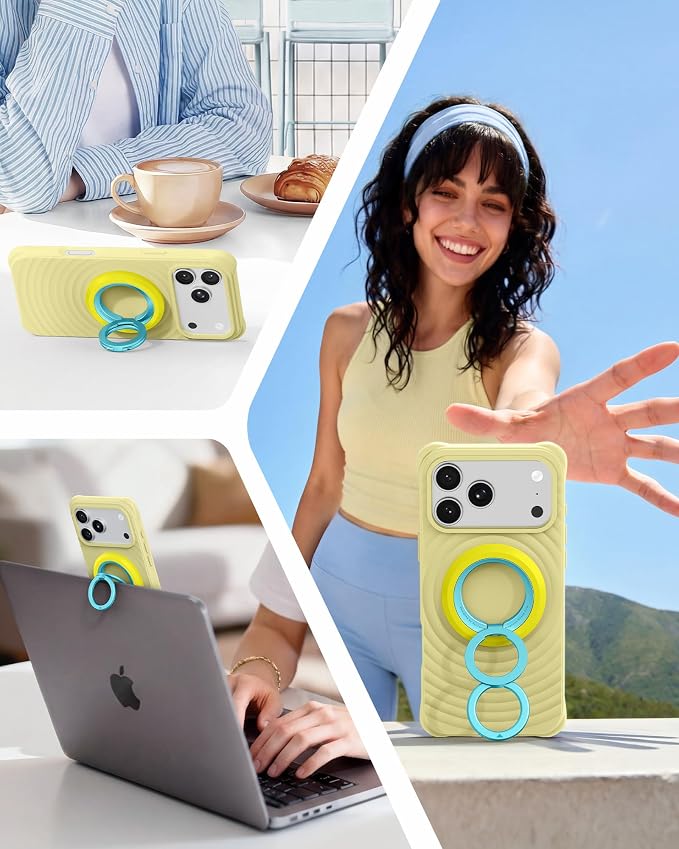 SYNCWIRE Magnetic Phone Ring Holder, for MagSafe Phone Grip Stand Kickstand | 360° Rotation, Double-Sided Magnet, Cell Phone Grip Finger Holder, for iPhone 17 16 15 14 13 12 Pro Max, MagSafe Accessories