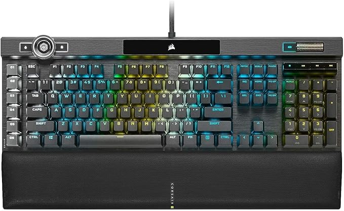 Corsair K100 RGB Optical-Mechanical Wired Gaming Keyboard - QWERTY US Layout, OPX Switches - PBT Double-Shot Keycaps - Elgato Stream Deck and iCUE Compatible - Black