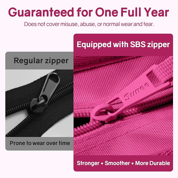 SUNEE Zippered Binder Bag with Handle, 2-Inch 3-Ring O-Ring, 500-Sheet Capacity, Includes Zip Pocket, 5-Tab Expanding File Folder, Multi-Pocket Organizer Binder for Middle School, Berry Pink