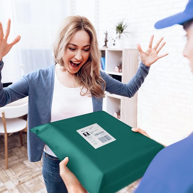 Fuxury Poly Mailers 14.5x19" 100 Pcs,Large Shipping Bags for Clothing,Green | Heavy Duty Self Seal Mailing Envelope,Durable Waterproof Packaging Mailer Poly Bag For Large Clothes Business,Boutique&Online