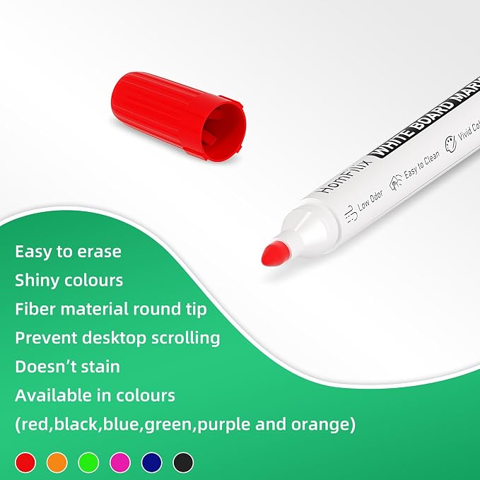 White Board Markers Dry Erase 36 Pack Bulk, 2 mm Fine Bullet Tip, Low-Odor Plant-Based Ink, 4 Colors for Classroom, Office & Home Use | Premium Dry Erase Marker Set