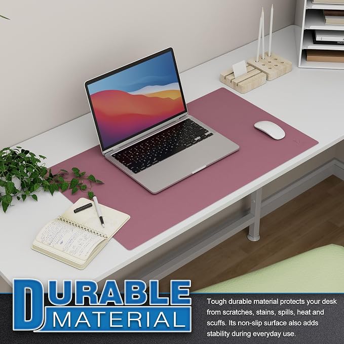 K KNODEL Small Office Desk Mat, Leather Mouse Pad (23.6"x13.8", Purple) | Desk Pad, Keyboard Pad, Computer and Laptop Mat, Desktop Protector and Cover, Writing Pad and Blotter for Home Office