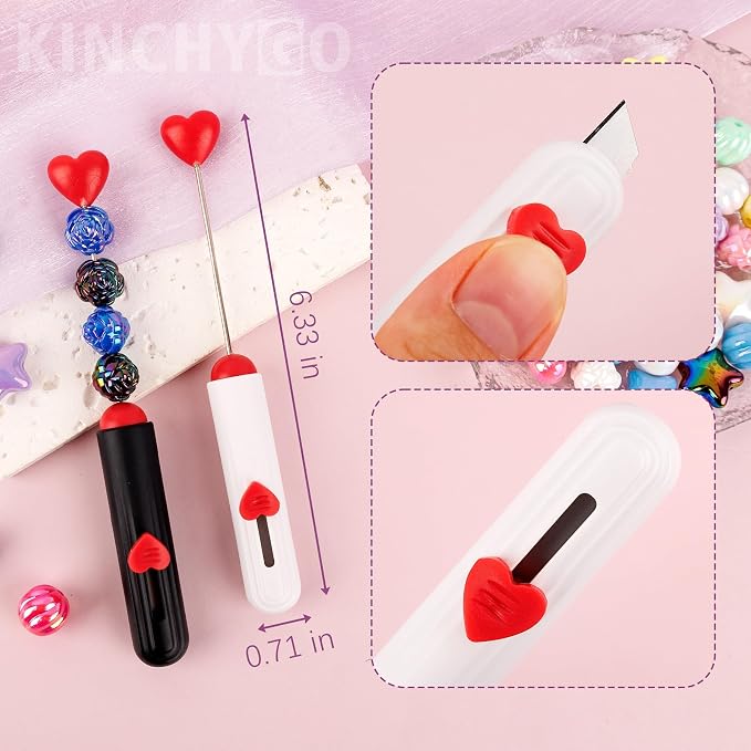 10 Pack Beadable Letter Openers Blanks Heart Metal | Beaded Envelope Opener for Slitter Mail 2 Colors