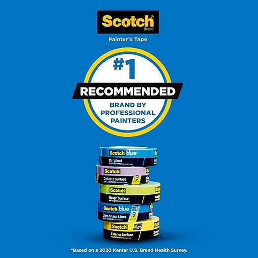 Scotch Delicate Surfaces Painters Tape, 1.88 in x 60 yd, Damage-Free Painting Prep, Protect Delicate Surfaces, UV & Sunlight Resistant, Solvent-Free Adhesive, Indoor Masking Tape, 1 Roll (2080-48EC)