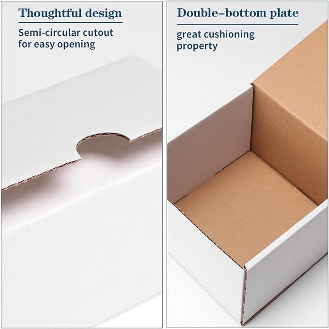 ZBEIVAN 6x6x4 White Shipping Boxes Set of 25, Corrugated Cardboard Mailer Boxes for Packaging Small Business Mailing Gifts