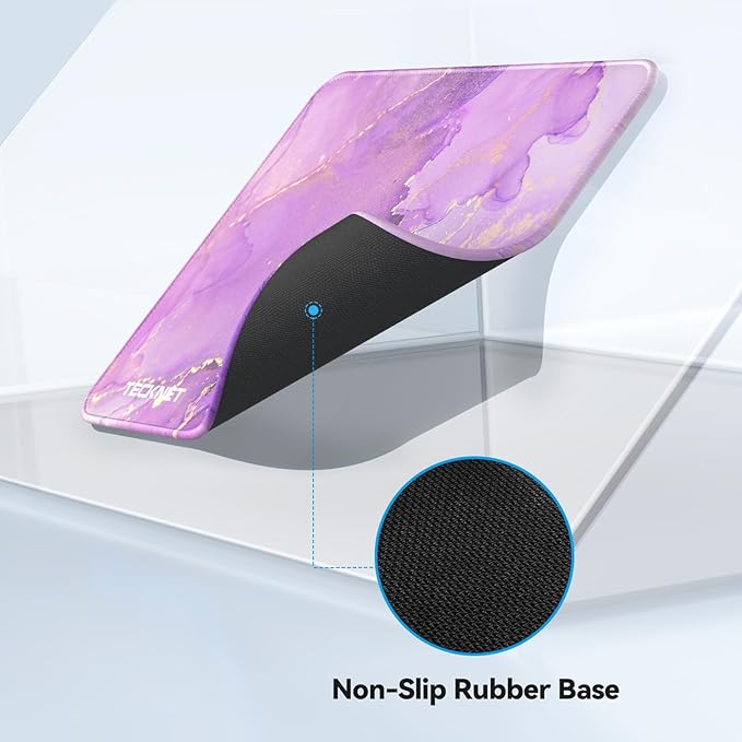 TECKNET Mouse Pad with Anti-fray Stitching, Waterproof Surface & Non-Slip Rubber Base with Stitched Edges Gaming Mouse Mat for Laptop，Compatible with Laser and Optical Mice - Purple Marble