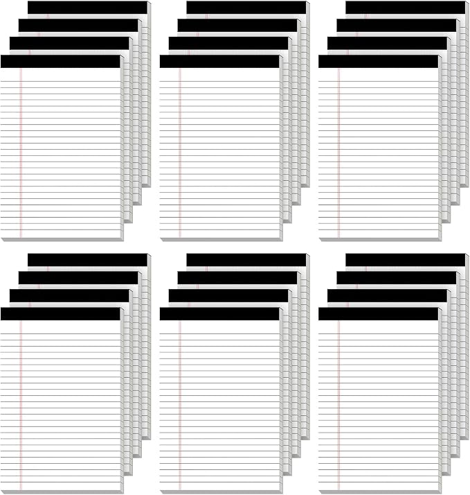 Nichela 24 Pack of Note Pads 5" x 8" Legal Pads 30 Sheets Notepad College Ruled Small Writing Pads Perforated Pages Paper Pads 80GSM Heavyweight Paper Note Pads for Home, Office, or School