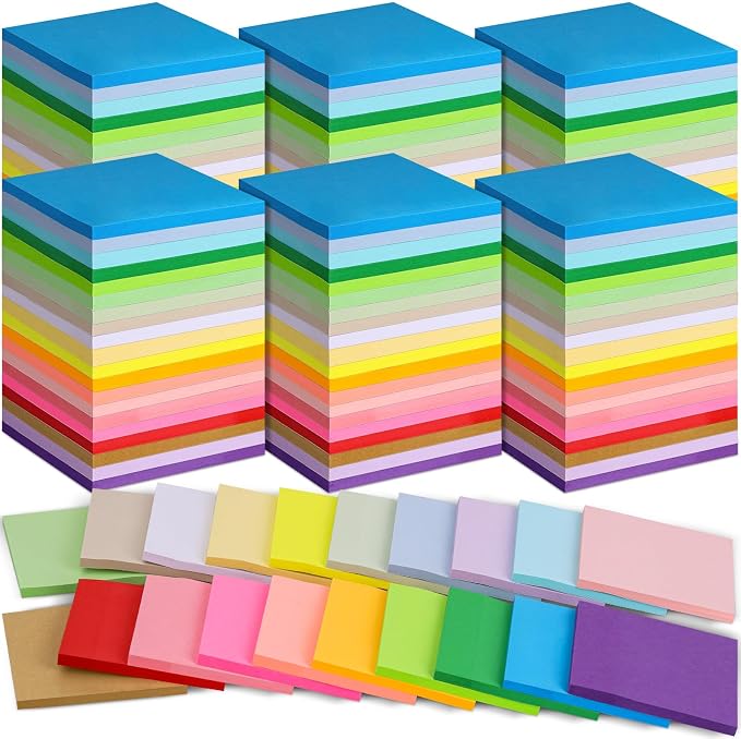 100 Pack Sticky Notes 3x3 Inch Colorful Self Stick Note Pads | 20 Colors, 50 Sheets Each, Self Stick Paper, Color Coding, Office Supplies, School, Home, Meetings, Reminders