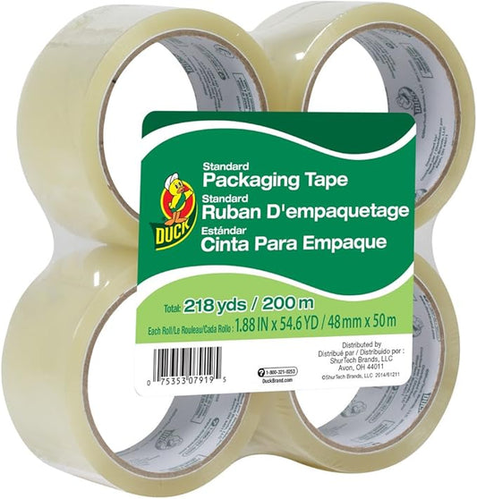 Duck Brand Standard Packing Tape Refill, 4 Rolls, 1.88 Inch x 55 Yard, Clear (240238)