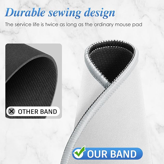 Round Mouse pad, high-end Texture, Sewn Edge Design, Anti-Slip Rubber Base. 8.6 x 8.6 inches (White)