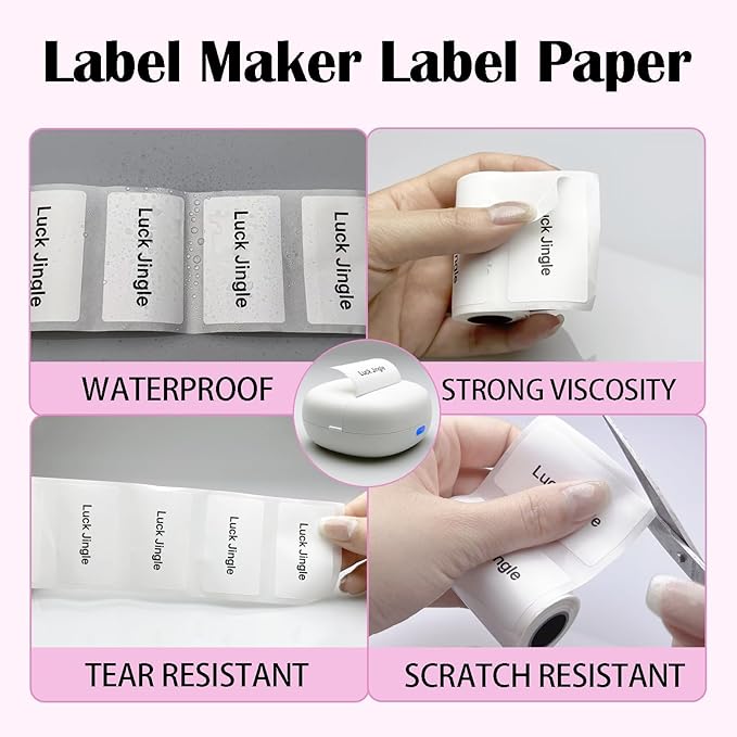 Sticker Printer, Portable Thermal Sticker Maker with 6 Rolls Paper, Mini Bluetooth Label Maker Machine for Study Note, Teacher, Home, School, DIY Creations, Memo