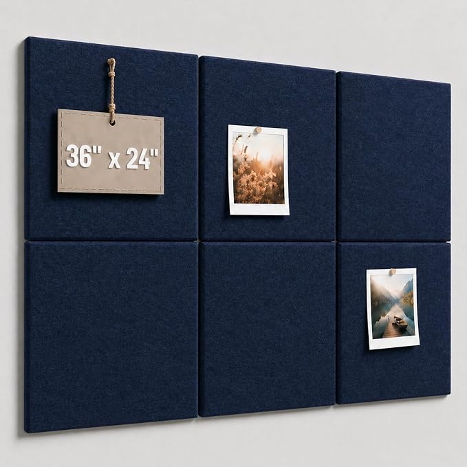 Felt Bulletin Board Tiles, Large Cork Board Alternative,24 x 36 in | 0.35 in modular felt wall tiles for notes, photos, schedules, reminders in offices, classrooms, home and office workspaces