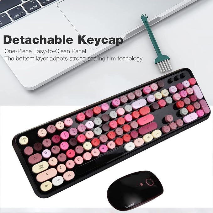 Keyboard and Mouse Sets, Wireless, Reliable 2.4 GHz Connectivity for PC,Laptop,Smart TV and More (Black Colorful)