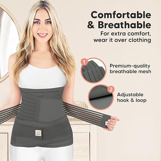 3 in 1 Postpartum Belly Support Recovery Wrap – Postpartum Belly Band, After Birth Brace, Slimming Girdles, Body Shaper Waist Shapewear,Post Surgery Pregnancy Belly Support Band (Mystic Gray, M/L)