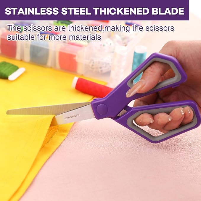 BURVAGY 30 Pack 8" Scissors All Purpose, Heavy Duty Scissors for Office | Scissors Bulk Multipurpose Comfort-Grip Sharp Adult Office Scissors Set Sewing Fabric Stainless Steel Blades, Right/Left Hand