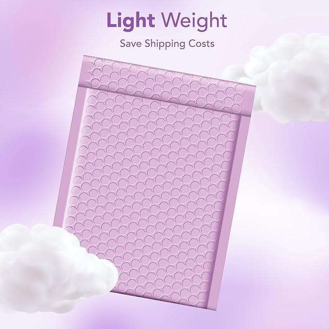Metronic Bubble Mailers 6x10 Inch 100 Pack Cute Bubble Mailer Usable Size 6x9" Waterproof Padded Envelopes Opaque Padded Envelopes Thick Packaging for Jewelry, Makeup Lavender