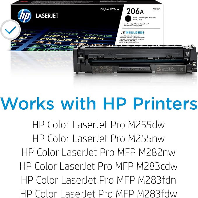 HP 206A Black Toner Cartridge | Works with Color LaserJet Pro M255,MFP M282,M283 Series | W2110A,(Pack of 2)