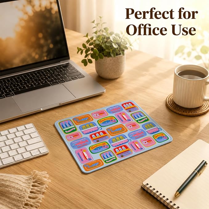 Sardine Mouse Pad Colorful Fish Mousepad for Office | Sardine Mouse Pad with Non-Slip Rubber Base, Stitched Edges for Office, Home, Laptop and Fish Gifts, 9.5x7.9 Inch