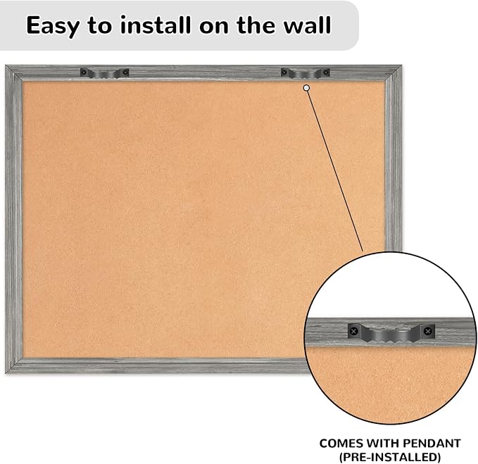 White Board Calendar Dry Erase Board for Wall, Magnetic WhiteBoard, 17"x13" | Hanging Board, Grey Wood Frame White Board and Cork Board Combo, Calendar Bulletin Board for Kitchen Planner Memo Office