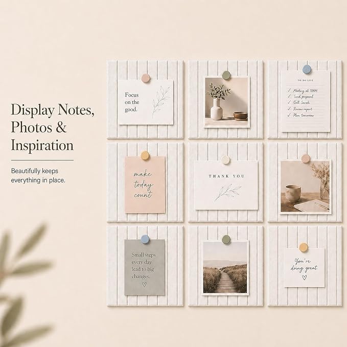 Stripe Felt Bulletin Board Tiles, Cork Board Alternative 24 x 36 in | 0.35 in modular felt wall tiles for notes, photos, schedules, reminders in offices, classrooms, home and office workspaces