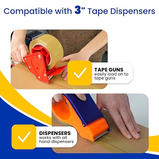 TAPEBEAR Low Noise Brown Packing Tape 72Yards Extra Length 1.88Inch-Wide | Packaging Tape Refills, Secure Sticky Brown Tape 2.6Mil Heavy Duty for Moving, Shipping, Sealing, 6Rolls Total 432Yards