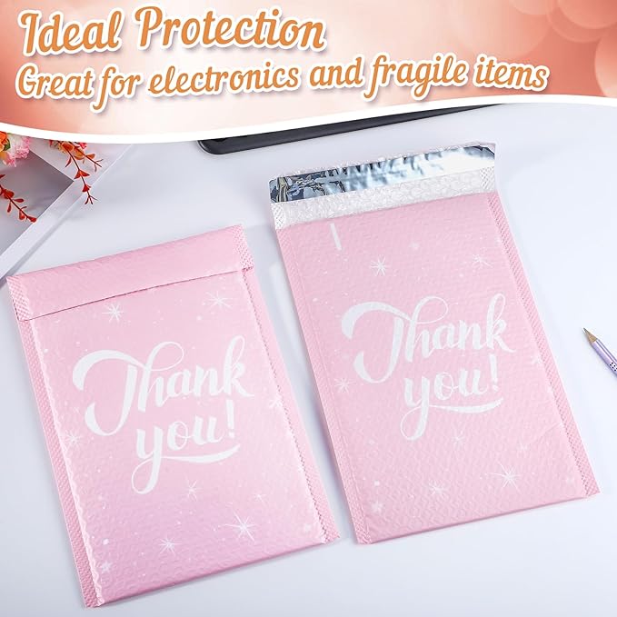 50 Pack Bubble Mailers 6x10 Inch,Self Sealing Adhesive Padded Envelopes,Waterproof Cute Bubble Mailers,Cushioning Shipping Envelopes for Packaging, Mailing, Gifts, Small Business