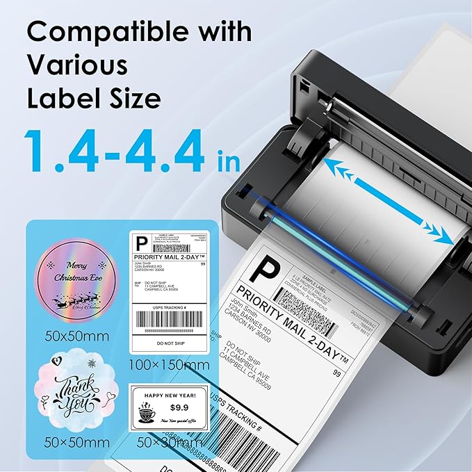 Shipping Thermal Label Printer, 4x6 Portable Label Printer, Bluetooth Label Maker for Small Business, Support iPhone,Android,Windows,Mac,Chromebook,Works with USPS, Etsy,Shopify&More, Black