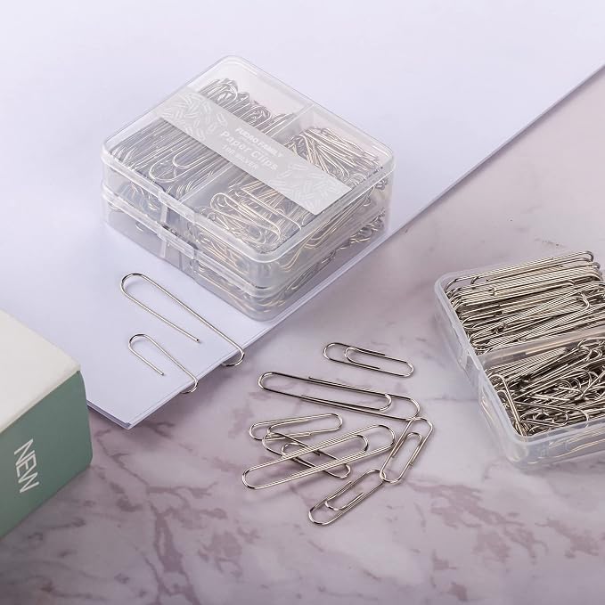 FUDAO FAMILY Paper Clips Assorted Sizes, Large and Small Paper Clips, Paper Clip, Paperclips, Pack of 3 Boxes of 100 Clips Each (300 Clips Total)