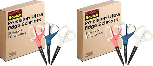 Scotch Brand Precision Ultra Edge Scissors, Left- or Right-Handed, 8 Inch, 6-Pack