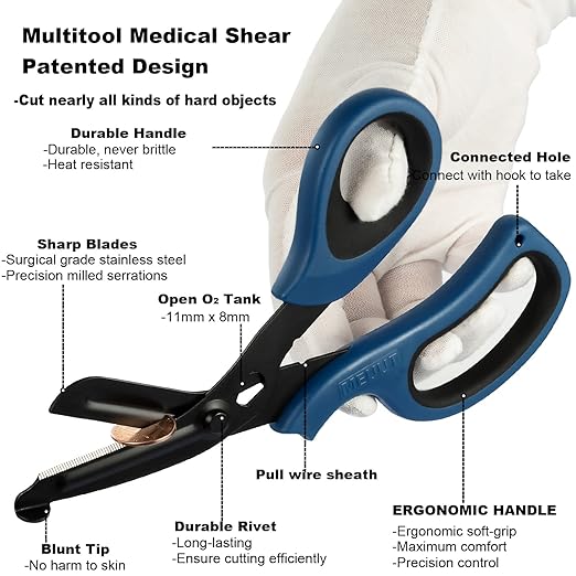 MEUUT 2 Pack Trauma Shears Bandage Scissors for Left and Right Hand - Medical Supplies with 8 inch Heavy Duty Medical Scissors for EMT Workers Nurses