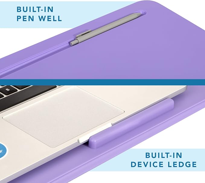 LAPGEAR The Original Lap Desk – Purple Amethyst, Fits 17" Laptops | Microbead Cushion, Device Ledge, Built-In Pencil Tray, Carry Handle