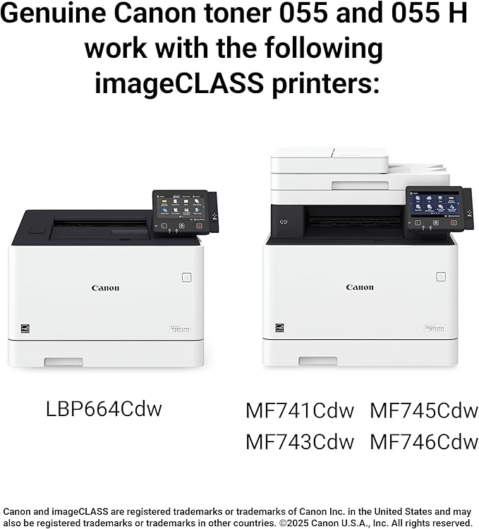 Canon Genuine 055 Black Toner Cartridge Compatible with LBP664Cdw,MF741Cdw,MF743Cdw,MF745Cdw,MF746Cdw,(Pack of 2)