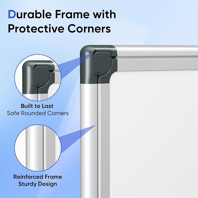 VUSIGN Magnetic White Board Hanging 36" x 24" for Wall, Dry Erase Board for Office, School, Home, Silver Frame, Includes Eraser, Markers, Magnets, Pen Tray
