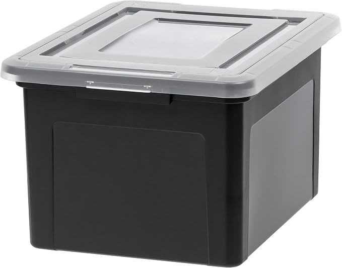 IRIS USA 35 Qt. Letter/Legal File Box with Latching Lid, Black | Organize lesson plans, classroom files and teaching materials with secure storage for teachers, schools and educators