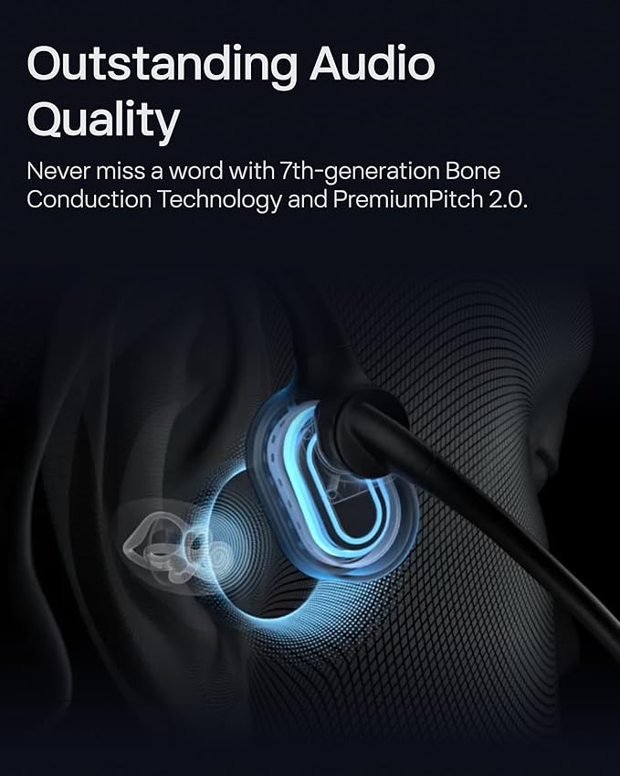 SHOKZ OpenComm2 UC 2025 Upgrade - Open-Ear Wireless Computer Headset with Boom Mic, Bone Conduction Bluetooth Stereo Headphones, USB-C Dongle Compatible with PC and Mac, Zoom Certified - C120 UC