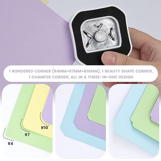 LOVEINUSA 3 in 1 Corner Rounder Punch, 3PCS Corner Punch (Rounder + Beauty Shape + Chamfer Edges), 3 Way Cutter for Scrapbooking Supplies, Photocards & DIY Paper Crafts, Laminate, Cardstock, Envelope