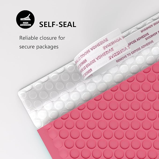 8.5 x 11 Inch Bubble Mailer 40 Pack, Waterproof Padded Envelopes with Strong Self-Seal Adhesive, Cushioning Shipping Bags with Bright Color for Small Business - Pink