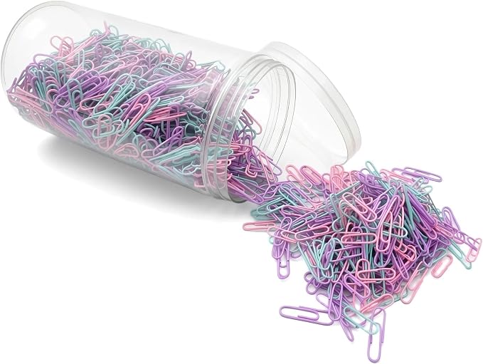 1600 PCS Pastel Colors Paper Clips Medium Size, Colored Paper Clips for Office Supplies, Colorful and Durable, Use for School Home (Macaron Colors, 1.3 inch)