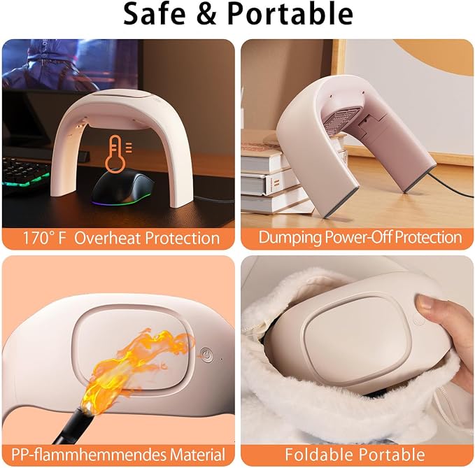 Space Heaters for Indoor Use,Desk Hand Warmer Ceramic Energy Efficient Heater with Thermostat,Personal Electric Desk Hand Heater,Heated Mouse Pad Hand Warmer for Office Women Men Gifts,Beige