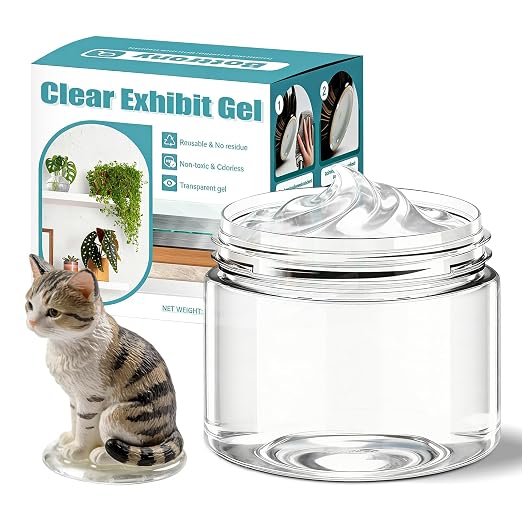 8.08 oz Clear Museum Gel for Collectibles, Removable & Reusable Museum Putty Wax Adhesive, No Residue Exhibit Gel for Antiques, Glass, Ceramic, Figurines, Earthquake Protection & Display Items