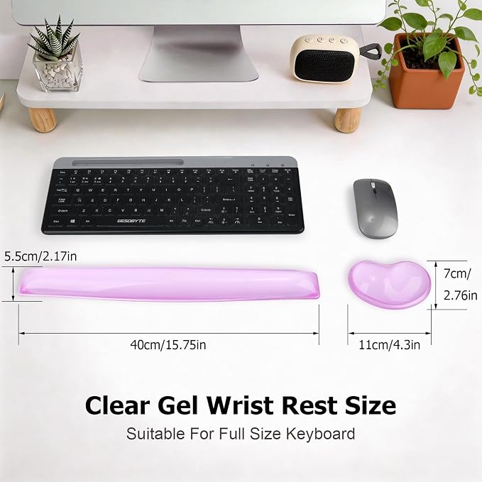 Gel Keyboard & Mouse Wrist Rest Set - Keyboard Wrist Rest Pad & Mouse Support for Office Gaming Pad Computer Laptop Ergonomic Comfortable Pain Relief- Pad Set