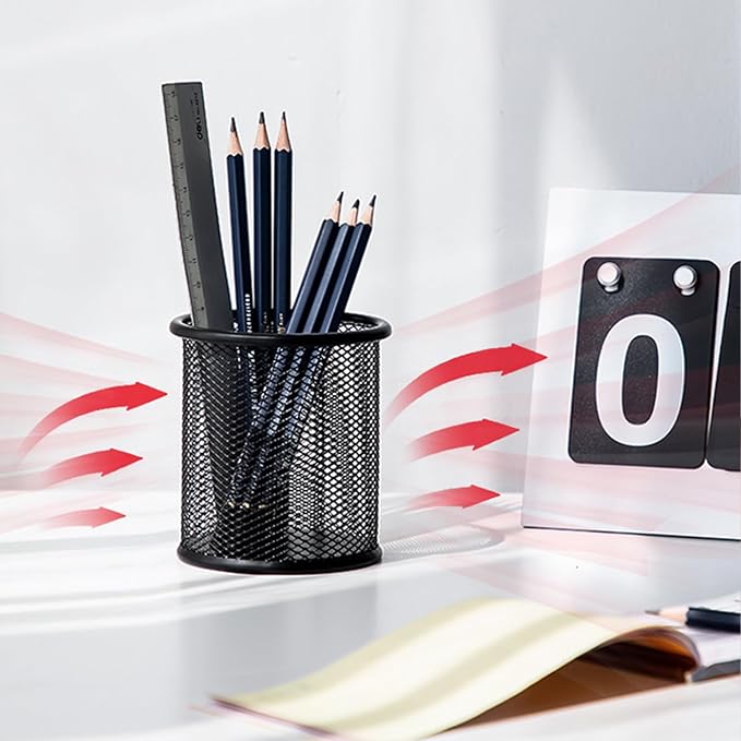 Pen Holder Pencil Organizer Mesh Cup Marker Tape Clip Scissors Container for Office Desk School Student and Teacher