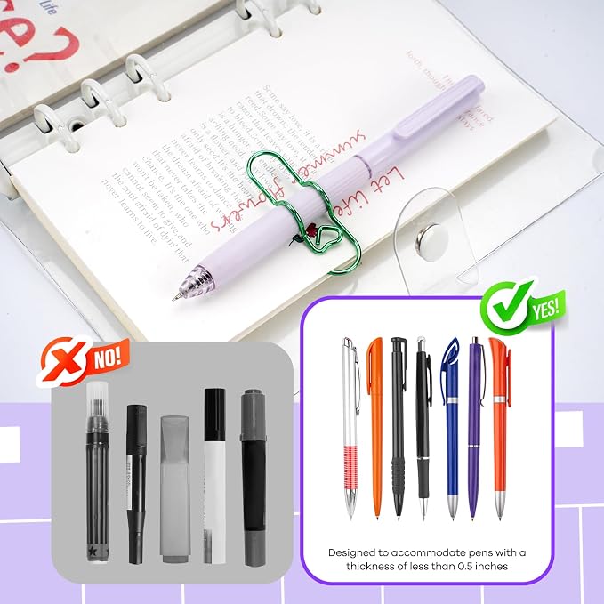 Paper Clip Pen Holder for Notebook, 8pcs Metal Pen Clip for Journal | Large Paperclips, Colorful Pen Clip Holder, Cute Stationery, Planner Accessories, Journaling Supplies for Office, School
